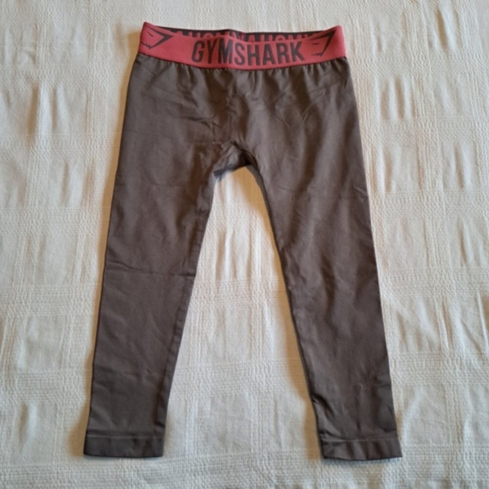 Gymshark women's XS cropped leggings dark taupe coral waistband